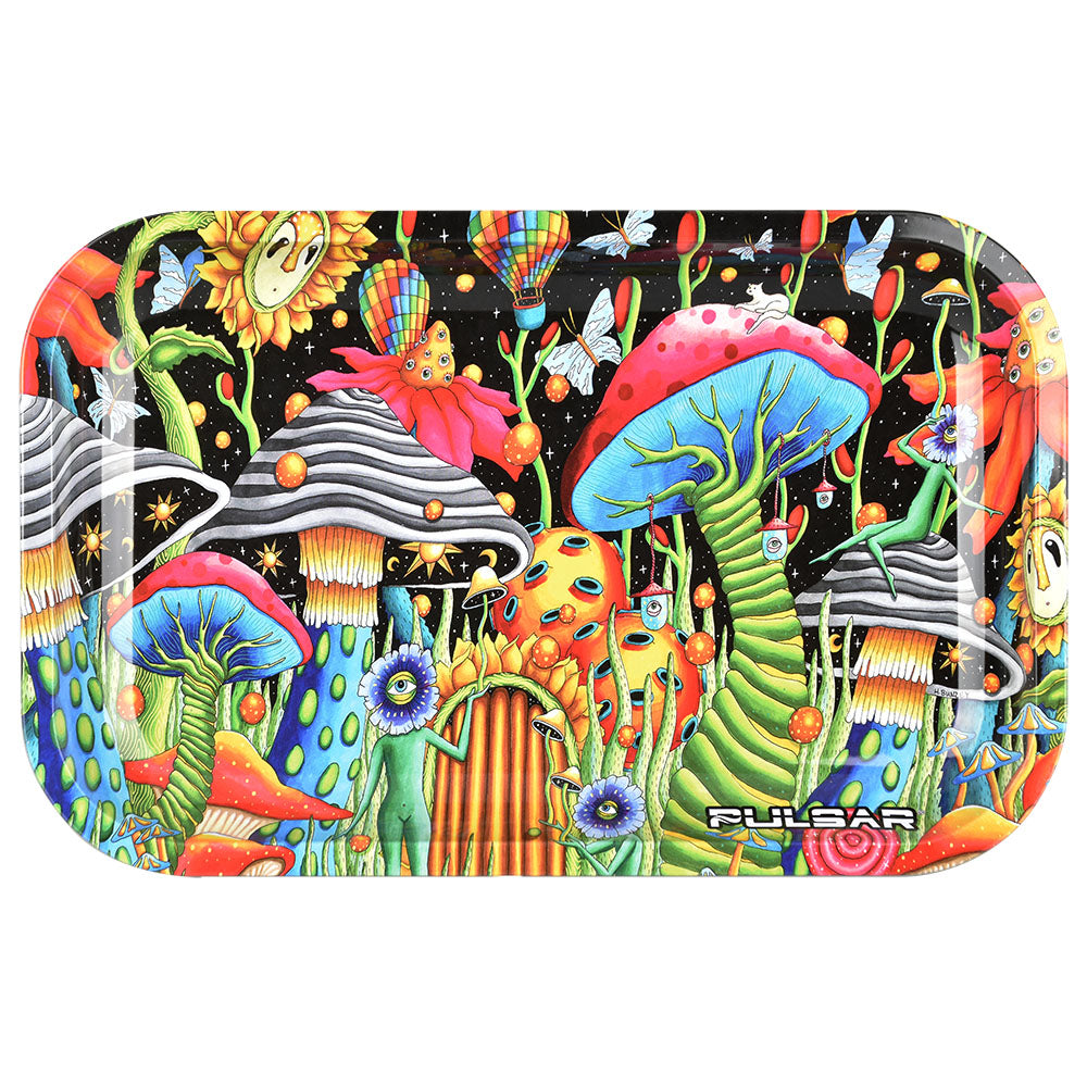Pulsar Metal Rolling Tray – Garden of Cosmic Delights / 11″ x 7″