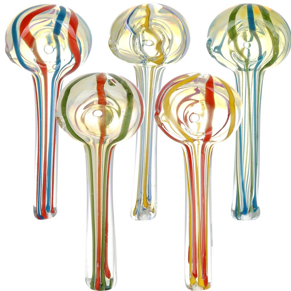 Strictly Fabu Striped Hand Pipe – 3.75″ / Colors Vary