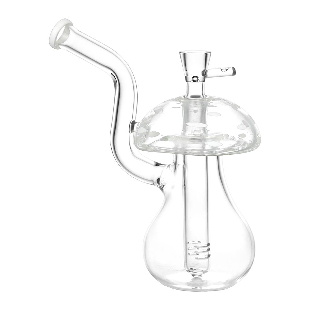 Clear Mushroom Glass Water Pipe – 6.5″ / 14mm F
