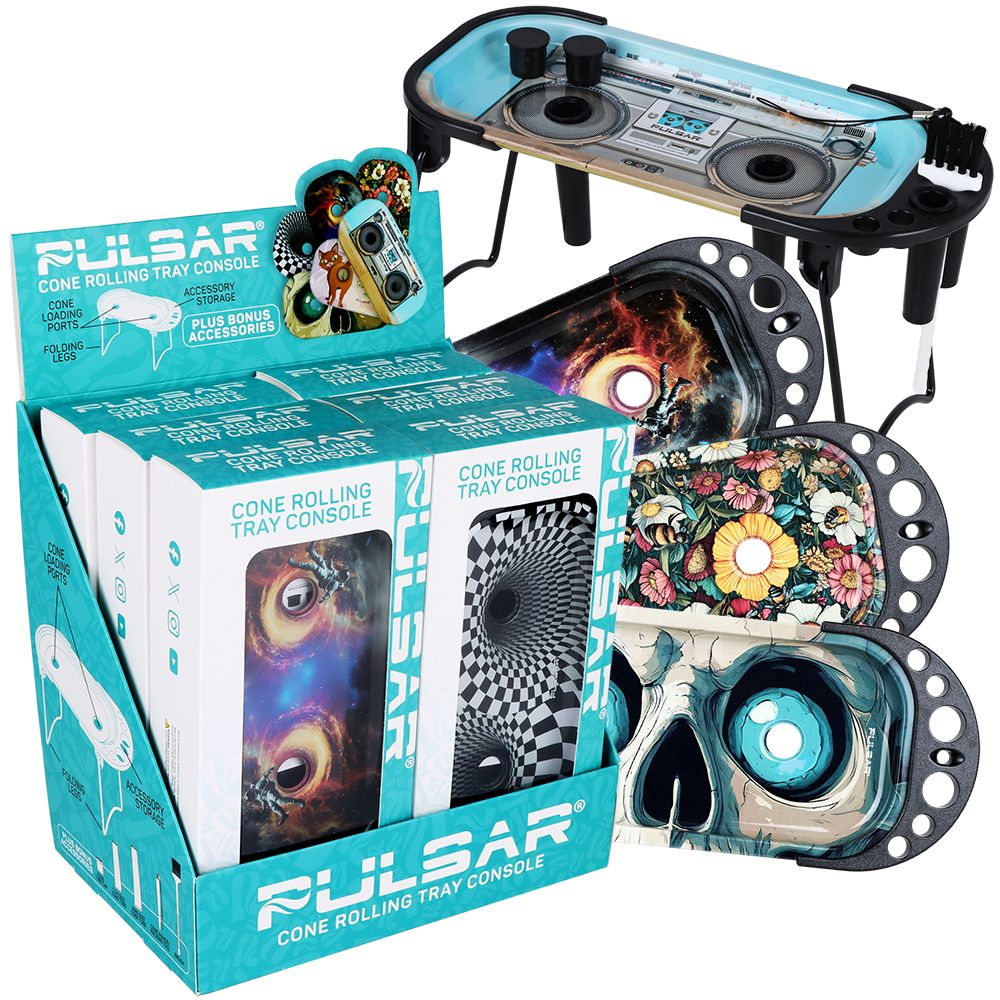 Pulsar Elevated Cone Rolling Tray Console – 9.25″x4.25″ / Assorted Designs