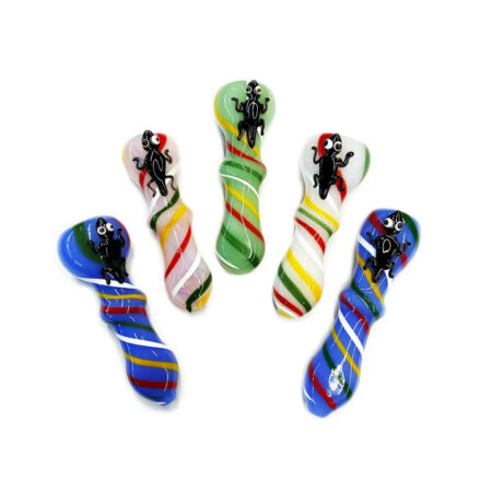 Slime Color Glass Hand Pipe with Frog Design