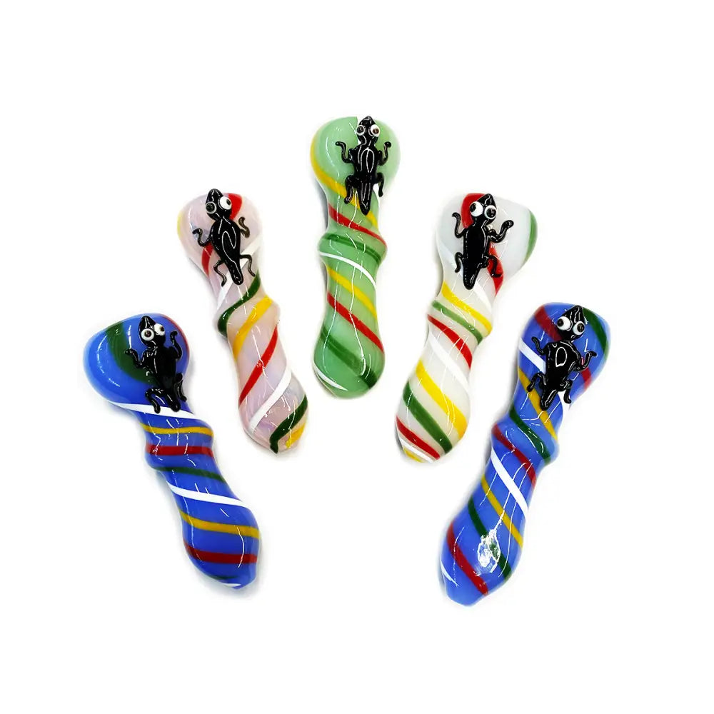 Slime Color Glass Hand Pipe with Frog Design