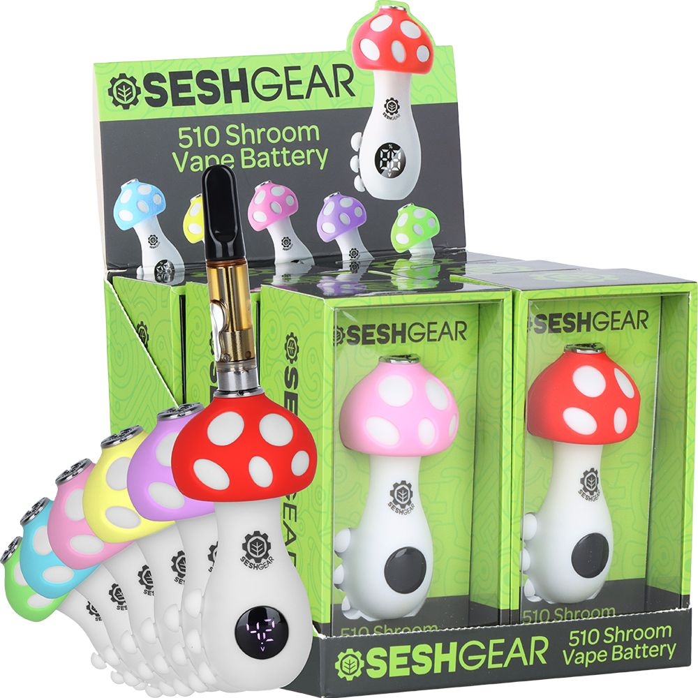 6CT DISPLAY – SeshGear Mushroom 510 Vape Battery – 550mAh / Assorted Colors