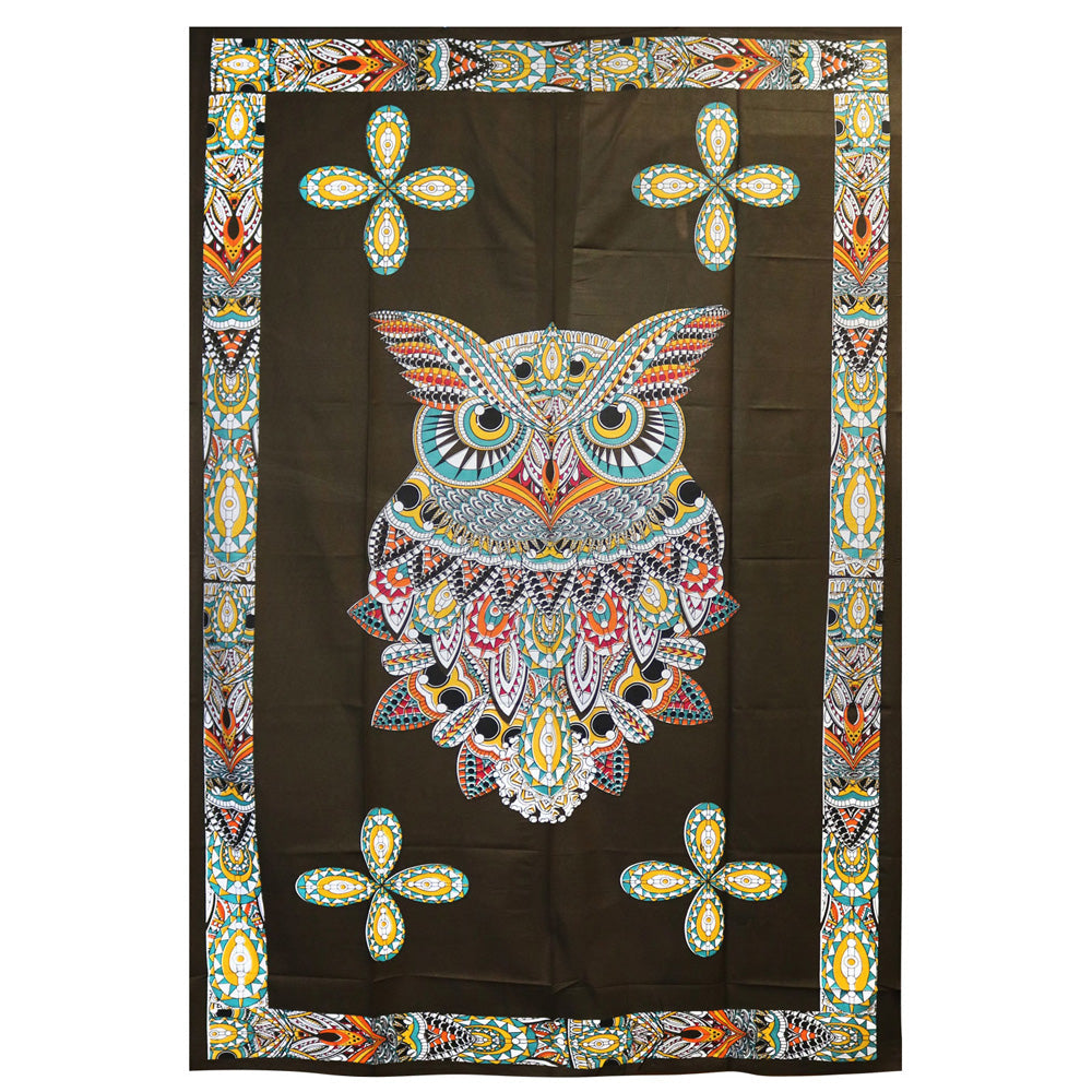 Sacred Owl Cotton Tapestry