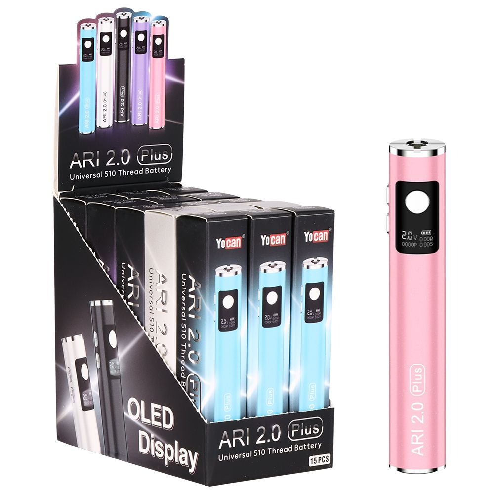 15CT DISPLAY – Yocan Ari 2.0 Plus Battery – 900mAh / Assorted Colors