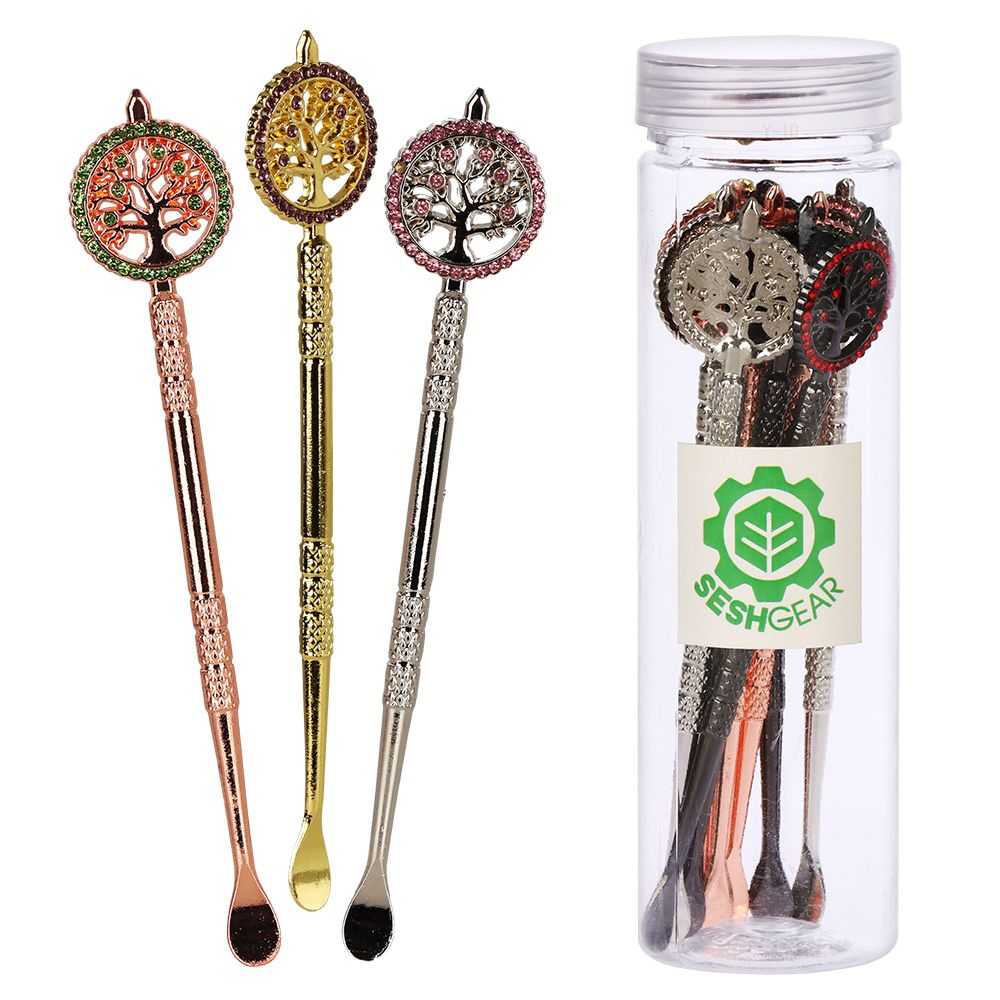 10CT JAR – SeshGear Tree of Life Metal Dab Tool – 4.5″ / Assorted Colors