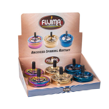 Fujima Anodized Spinning Ashtray - 3.75" / Assorted 6pcs