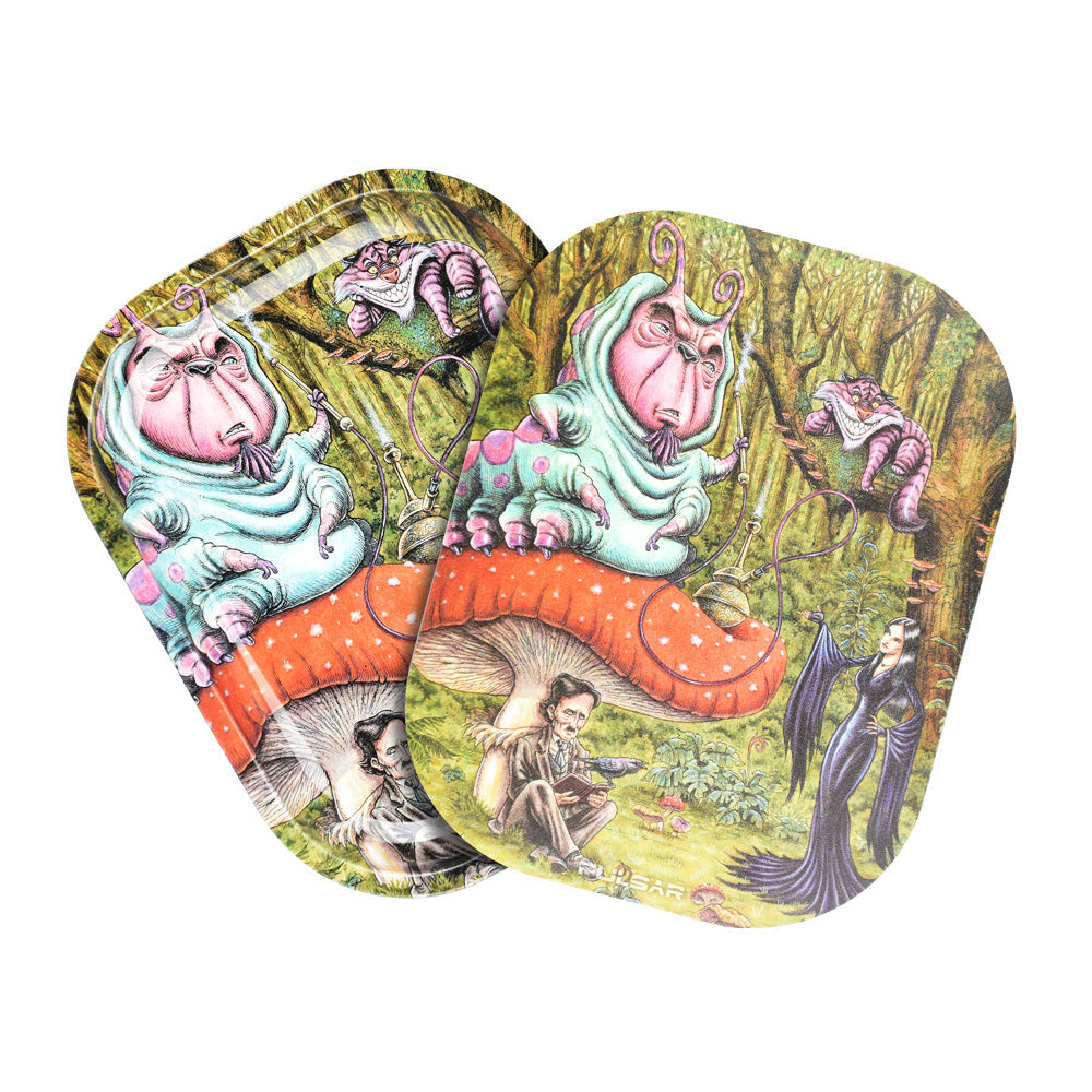 Pulsar Mini Metal Rolling Tray w/ Lid – Malice in Wonderland / 7″x5.5″