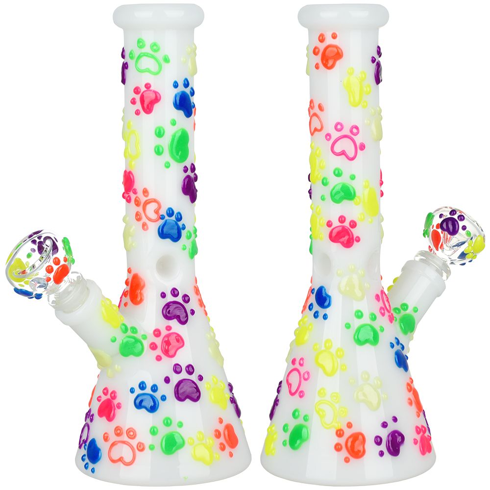 Paws for the Cause Glow in Dark Beaker Water Pipe – 10″ / 14mm F