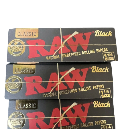 Raw Organic Black 1 1/4 Size 50 Papers Rolling Papers (3 Pack)