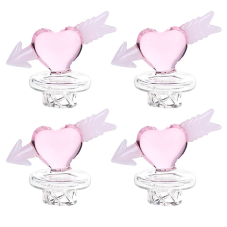 4CT BUNDLE - Cupid Heart Glass Carb Cap - 30mm
