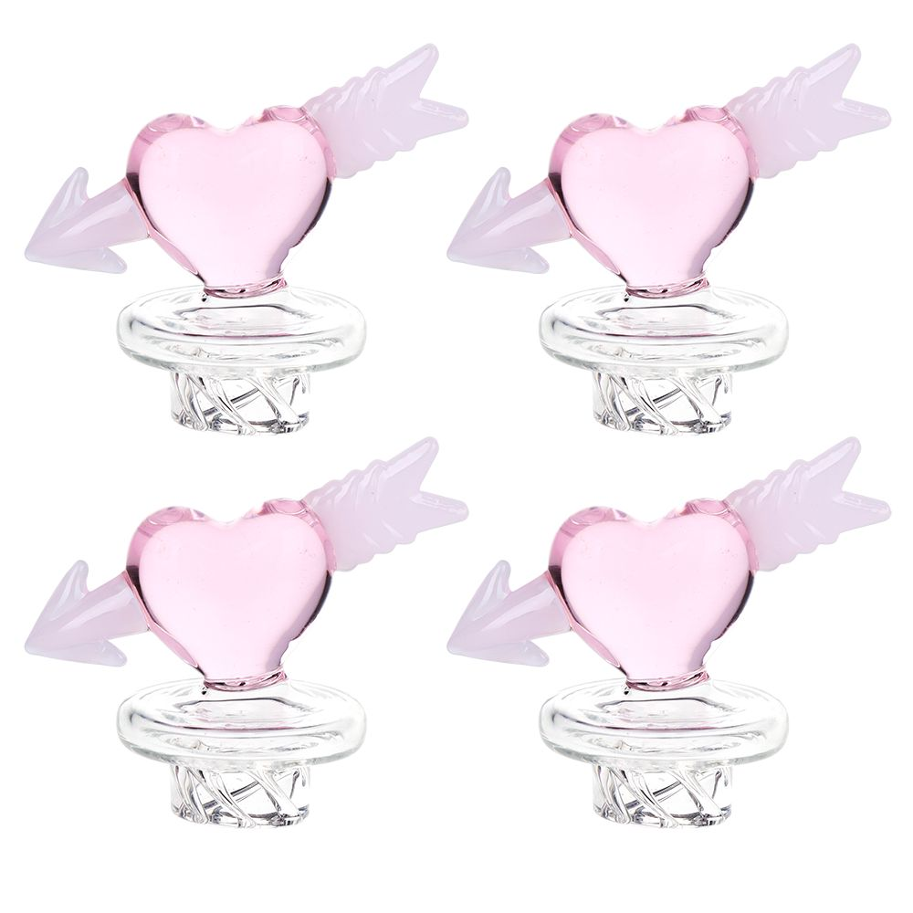 4CT BUNDLE – Cupid Heart Glass Carb Cap – 30mm