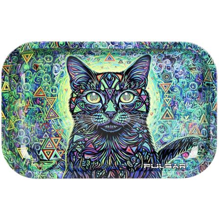 Pulsar Metal Rolling Tray – Cat-Atonic / 11″x7″