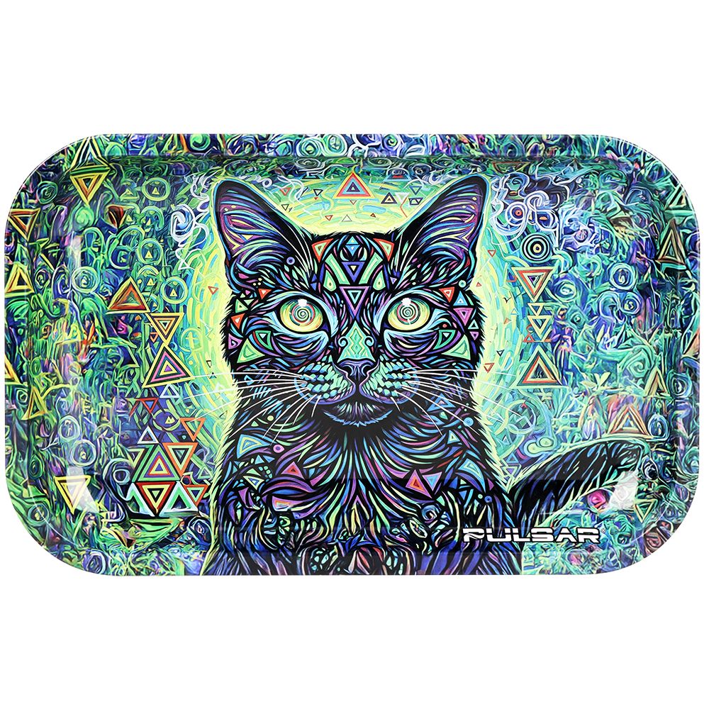 Pulsar Metal Rolling Tray – Cat-Atonic / 11″x7″