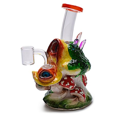 Tall Clay Mushroom Water Pipe with Glow-in-the-dark Features