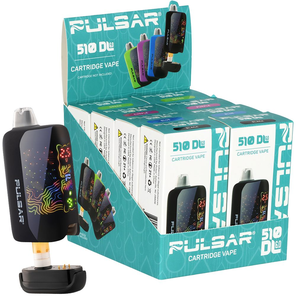 8CT DISPLAY - Pulsar 510 DL 6.0 Curved LCD Screen Vape Bar Solid Color Series - 1000mAh / Assorted Colors - Image 2