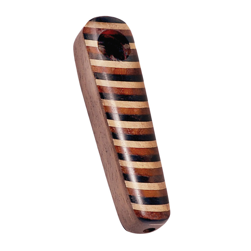 Striped Oblong Wood Pipe – 3.5″ / Styles Vary