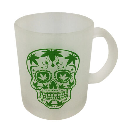 Sugar Skull Frosted Glass Coffee Mug - 16oz