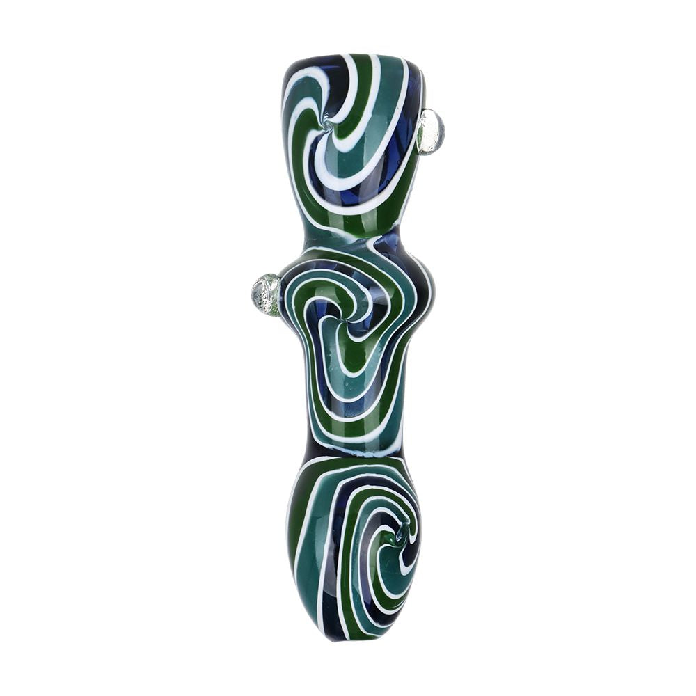 Hypnotist Triplets Wig Wag Swirls Glass Chillum – 4″