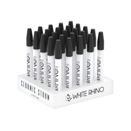 White Rhino Ceramic Dab Straw w/ Silicone Cap - 5" -25PC