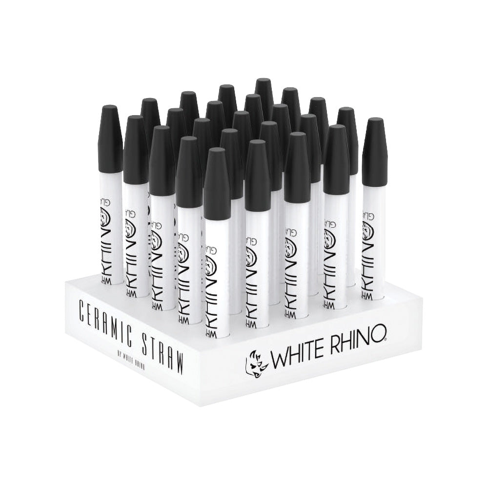 White Rhino Ceramic Dab Straw w/ Silicone Cap – 5″ -25PC
