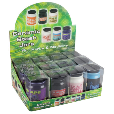 Ceramic Stash Jars - 2.4"x3" / Assorted - 12PC DISPLAY