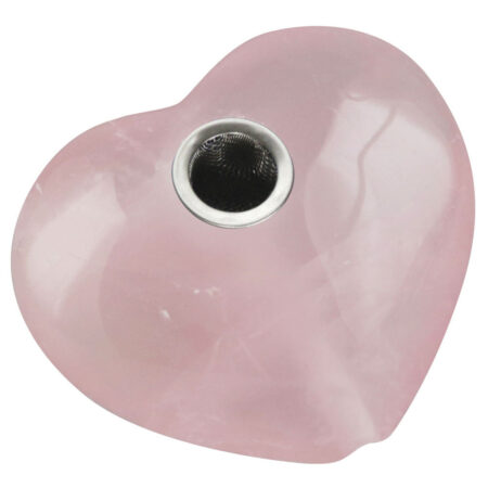Gemstone Hand Pipe | Rose Quartz Heart