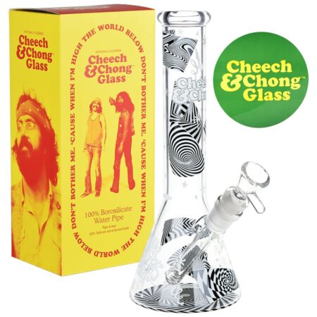 Cheech & Chong Glass Optical Illusion Glow Beaker Bong - 10"