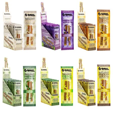 G-rollz Pet Rock Organic Hemp Wraps Pre-rolled Flavor Cones Box