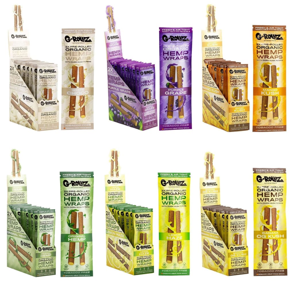 G-rollz Pet Rock Organic Hemp Wraps Pre-rolled Flavor Cones Box