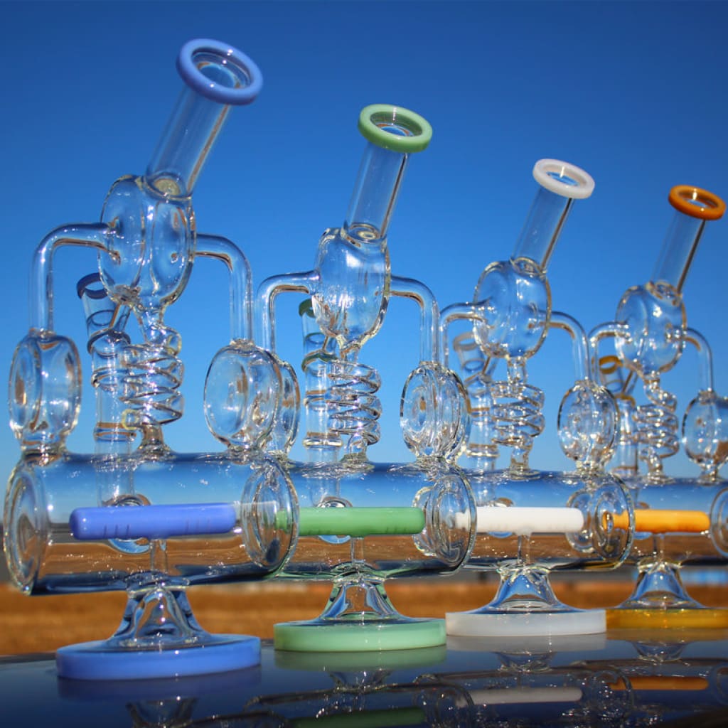 Recycler Style Inline Percolator Bong with Spring Body Shape