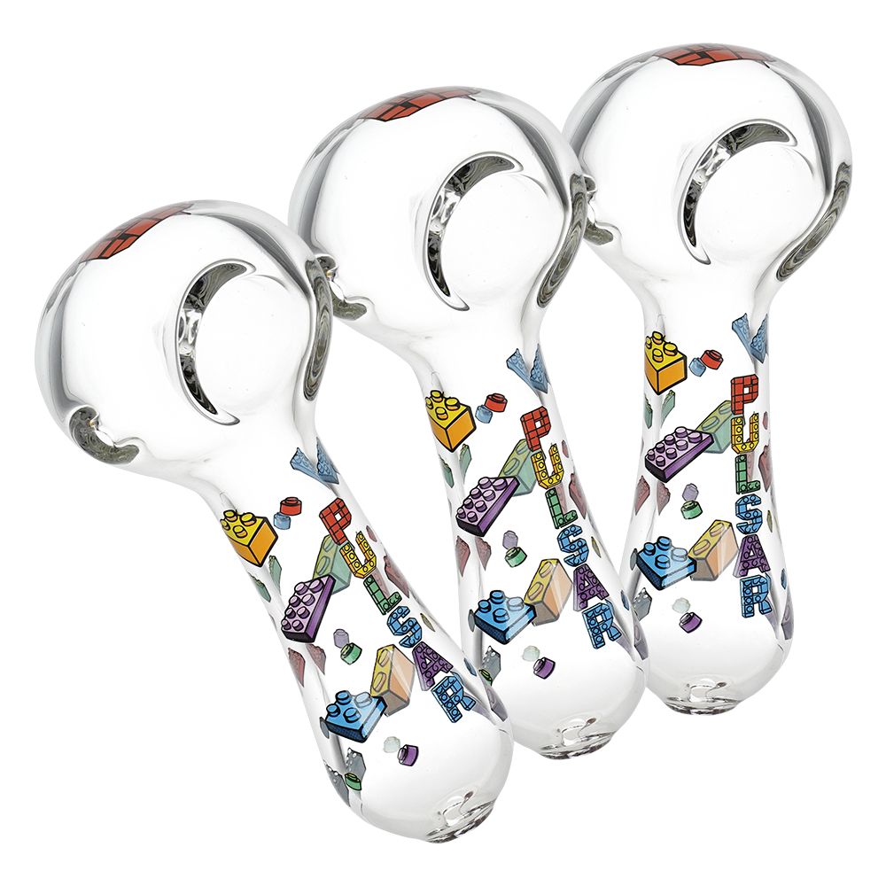 Pulsar Building Blocks Glass Spoon Pipe – 4.5″ 3ct