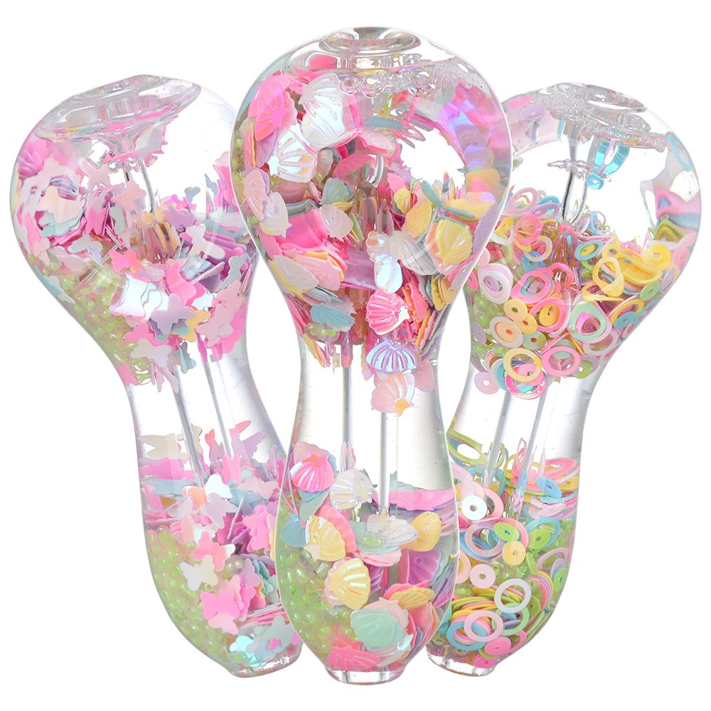 Pastel Paradise Glow Beads Glycerin Glass Hand Pipe – 3.75″