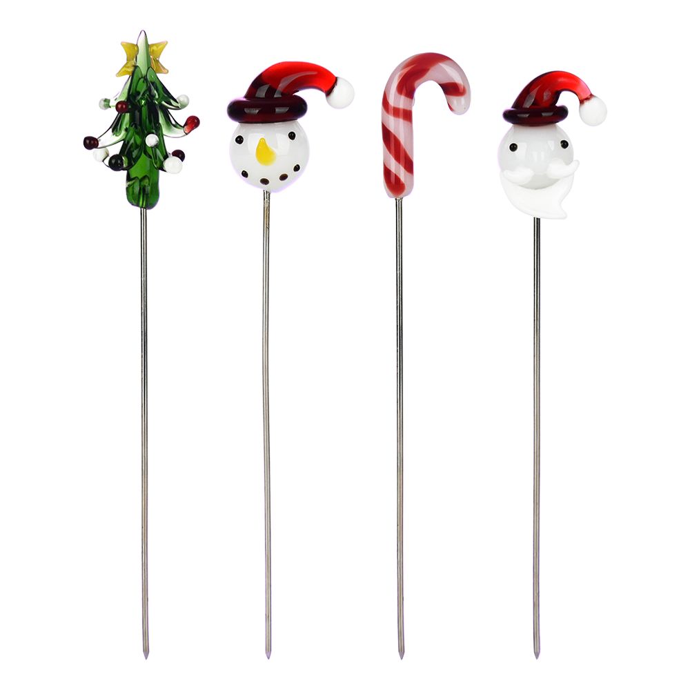 Christmas Collection Glass Tip Hairpin Poker Tool – 5″ / 4ct