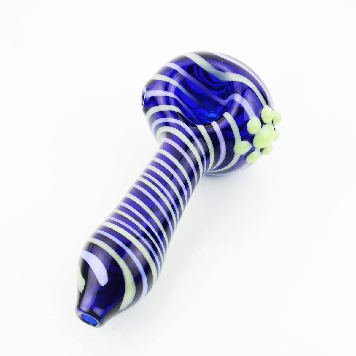 Artisan Blue Tube Hand Pipe with Spiral Design - Image 3
