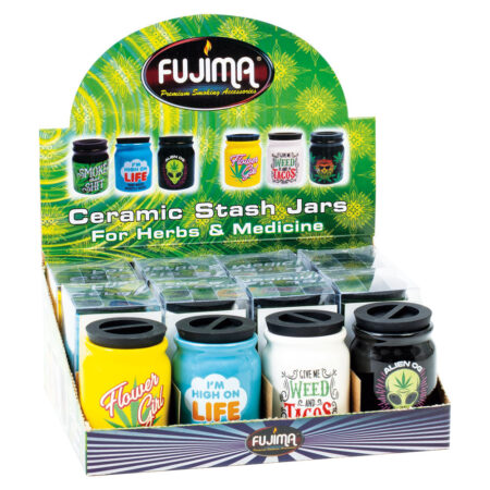 Fujima Stash It! Ceramic Storage Jars – 3″/Asst – 12PC