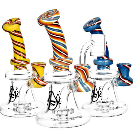 Pulsar Retro Stripe Swirl Mini Rig - 6"/14mm F/Colors Vary