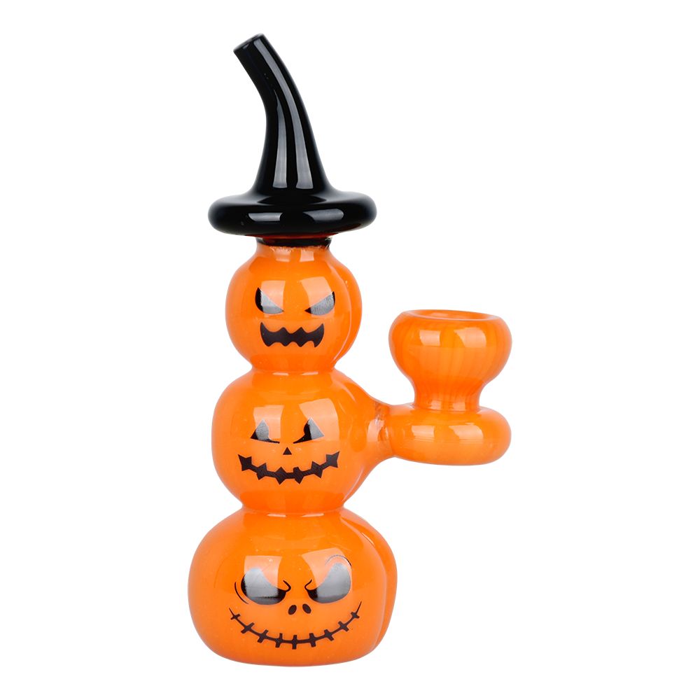 Halloween Pumpkin Pile Up Glass Bubbler – 5.75″
