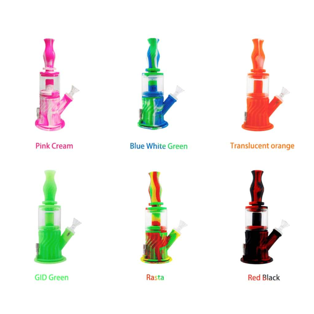 4-in-1 Silicone Glass Water Pipe with Double Percolator for Smooth Smoke - Image 11