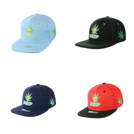 Drip Leaf Embroidered Snapback Hat in 100% Cotton
