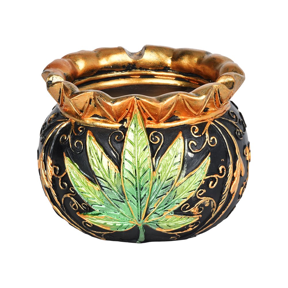 Royal Leaf Cauldron Secret Storage Polyresin Ashtray – 4.5″