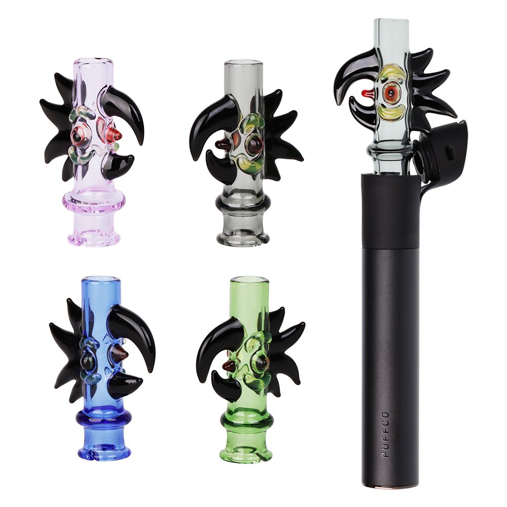 Pulsar Cockatoo Glass Mouthpeice Attachment for Puffco Pivot w/ Display Stand – Colors Vary