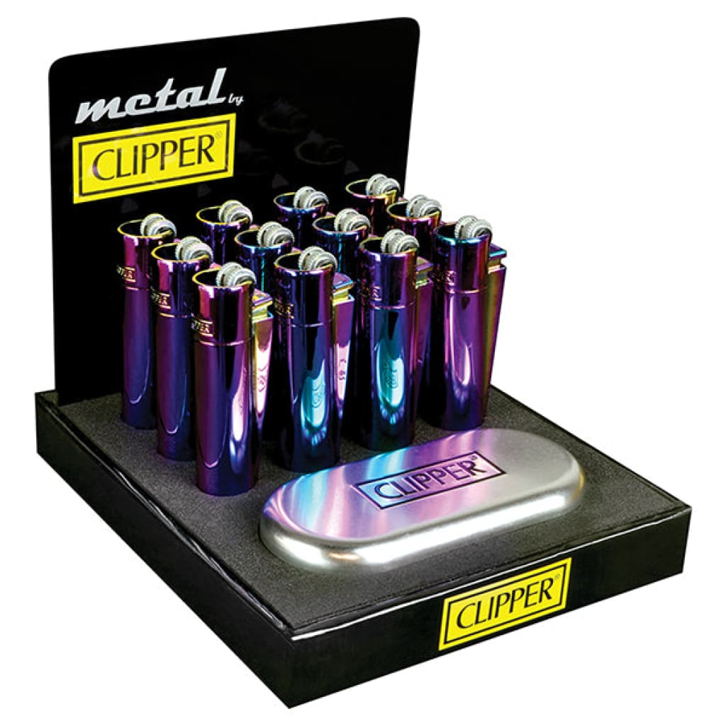 Clipper Metal Icy Lighter with Rainbow Chrome Finish