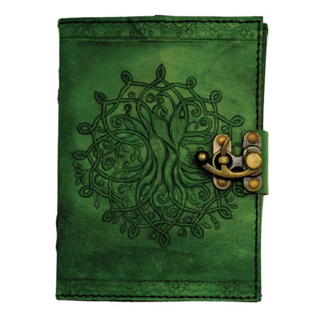 Green Tree of Life Mandala Leather Journal