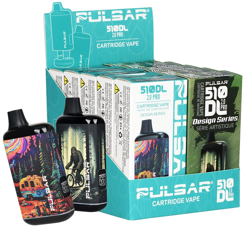 10CT DISPLAY – Pulsar 510 DL 2.0 PRO Design Series Variable Voltage Vape Bar – 1000mAh / Assorted Designs 2