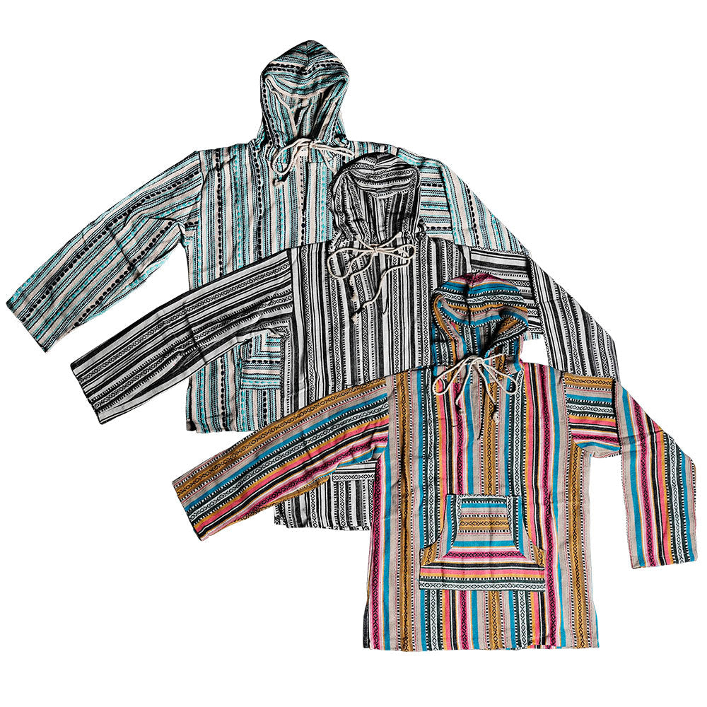 Striped Cotton Baja Hoodie Jacket – Colors Vary